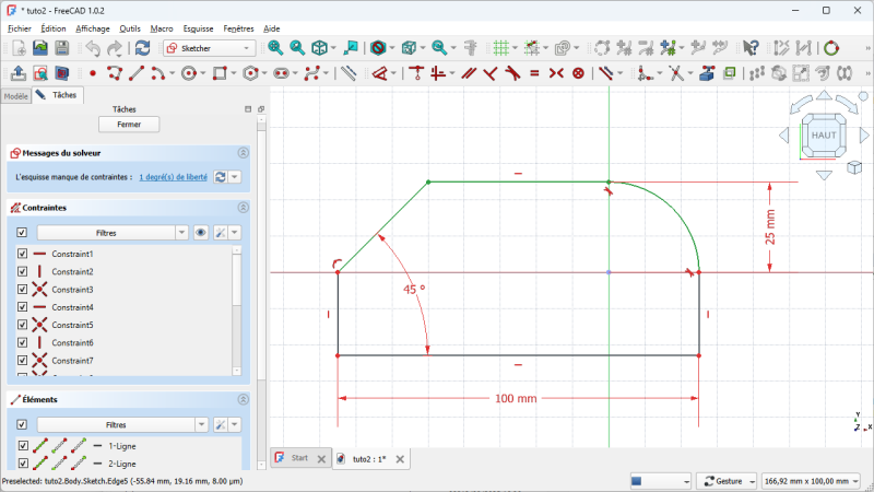 Interface de l'atelier Sketcher