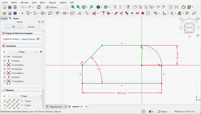 Interface de l'atelier Sketcher